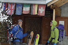 Couple at hut door