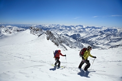 Ski touring high in the Dolomites