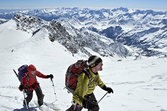 Ski touring high in the Dolomites