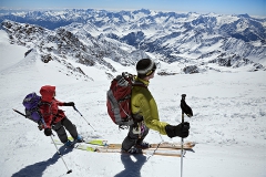 Ski touring high in the Dolomites