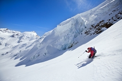 Woman telemark skiing
